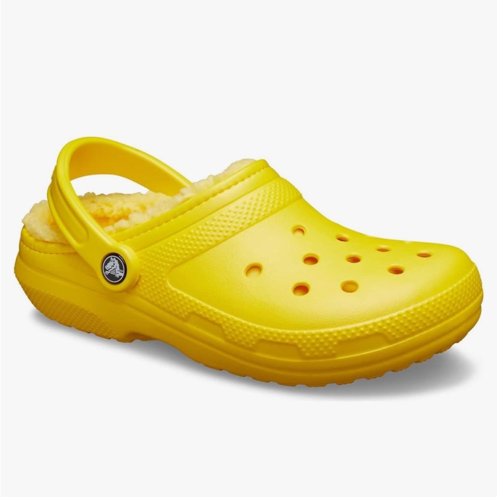 CROCS CLASSIC LINED YELLOW CLOG SLIP ON BACK STRAP SIZE 7